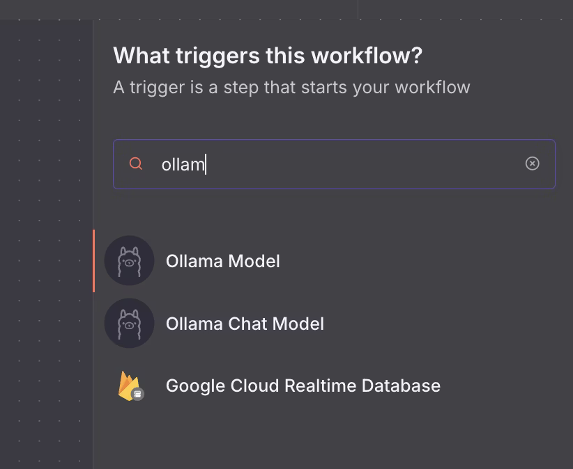 Add a first step with Ollama node