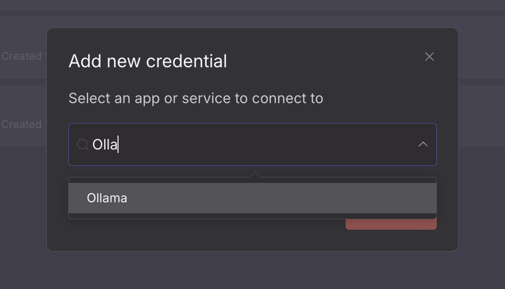 Select Ollama under Credential